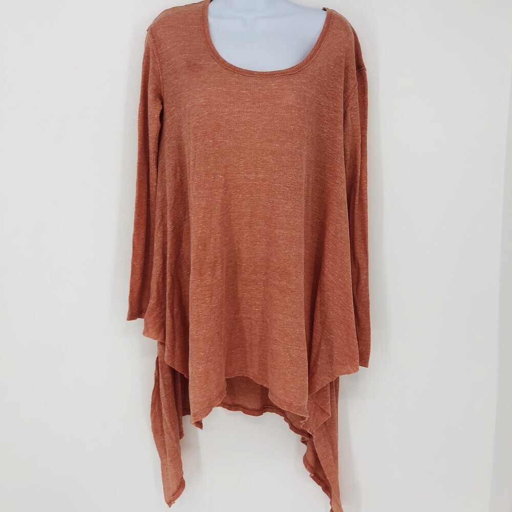 Free People Light Rust Orange Colored Flowing Tunic Ribbed Thermal Shirt Size S